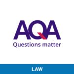 AQA logo with "Questions matter" tagline and Law subject banner – OA Level Professionals