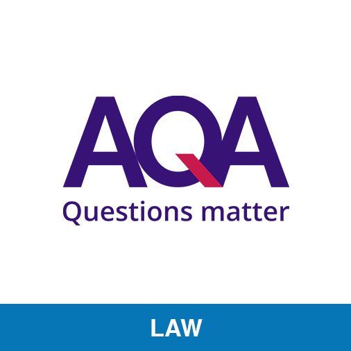 AQA logo with "Questions matter" tagline and Law subject banner – OA Level Professionals