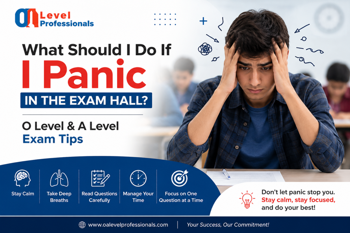 Student feeling anxious during an O Level and A Level exam with tips on staying calm in the exam hall | O/A Level Professionals
