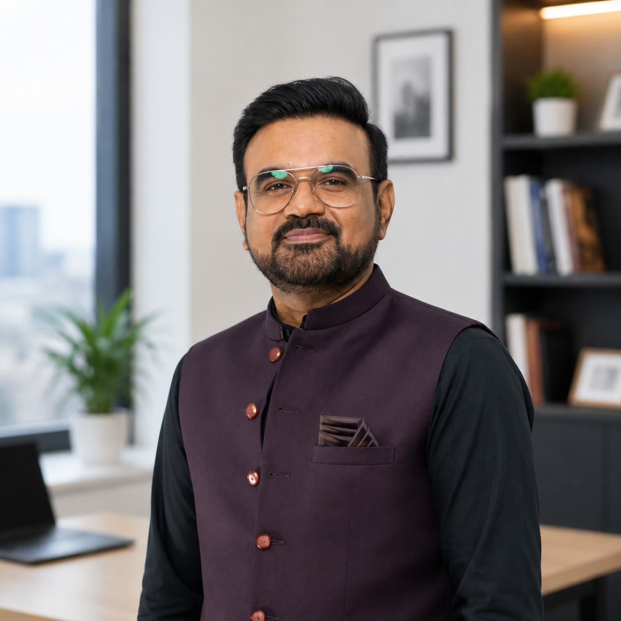 Mr. Usman Aslam, Biology teacher with glasses in maroon waistcoat – OA Level Professionals